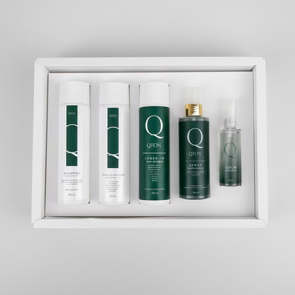 Kit Capilar Completo 5 Produtos Rotina Profissional Shampoo Condicionador Leave-in Spray Sérum — Ritual QTON