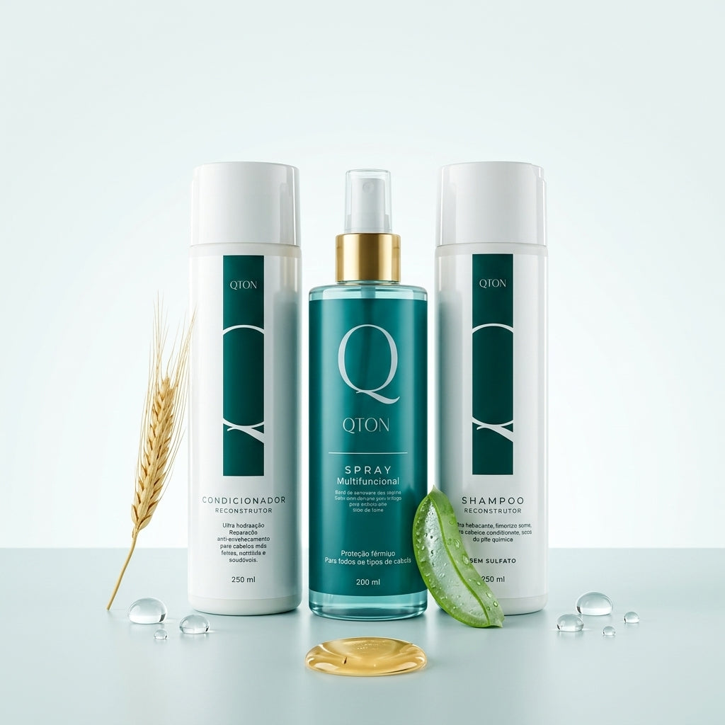 Kit Capilar Element QTON Shampoo + Condicionador + Spray - Rotina Completa de Hidratação e Proteção
