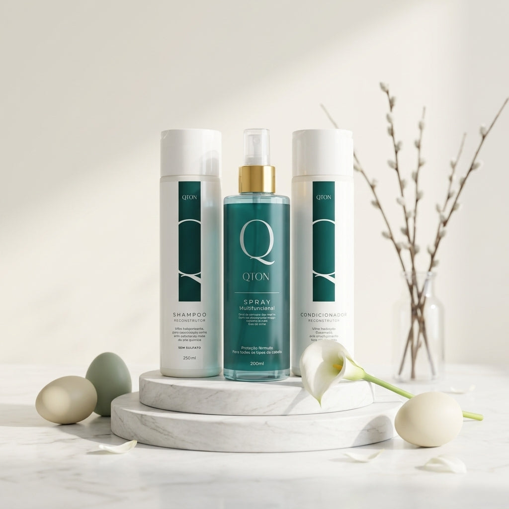 Kit Capilar Element QTON Shampoo + Condicionador + Spray - Rotina Completa de Hidratação e Proteção