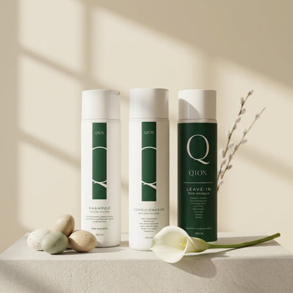 Kit Essencial Shampoo + Condicionador + Leave-in QTON