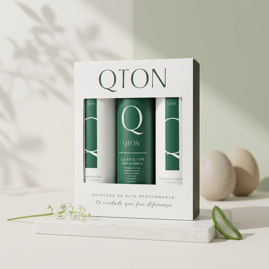 Kit Essencial Shampoo + Condicionador + Leave-in QTON